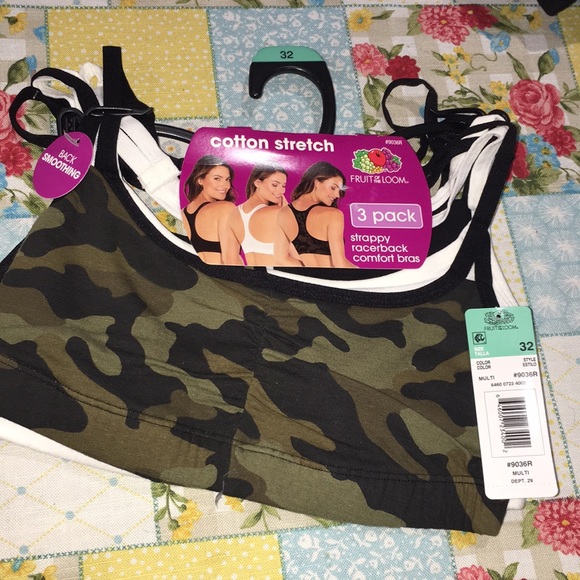Fruit of the Loom Other - $4 SALE!! NWT 3 pack fruit of the loom strappy racerback comfort bras sport CaMo
